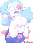  anthro blue_body blue_eyes blush breasts female generation_7_pokemon genitals hi_res looking_at_viewer nakimayo nintendo nipples pokemon pokemon_(species) primarina pussy simple_background solo spread_pussy spreading video_games white_background white_body 