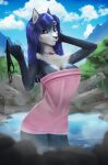  alternate_breast_size anthro bianca_(sheep_and_wolves) blue_body blue_eyes blue_fur blue_hair breasts canid canine canis cleavage clothed clothing digital_media_(artwork) female fur gasemi hair hi_res holding_clothing holding_object holding_panties holding_underwear hot_spring jewelry jewelry_only long_hair mammal mostly_nude mountain nature necklace necklace_only nude outdoor_bath outside panties rock russian seductive sheep_and_wolves solo steam towel towel_only towel_wrap tuft underwear water wet wet_body wizart_animation wolf 