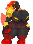  areola armarouge bandage big_breasts breasts cleavage clothed clothing female fire generation_9_pokemon hi_res huge_breasts huge_hips huge_thighs humanoid multicolored_body nintendo omegabrawl orange_pupils pokemon pokemon_(species) pupils red_eyes shoulder_guards solo thick_thighs two_tone_body video_games wide_hips wrappings yellow_areola 