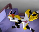  animated anthro balls bed bodily_fluids canid canine canis crescentcanine digital_media_(artwork) fox fur furniture genital_fluids genitals hair knot male mammal nude on_bed peeing penis solo urine wetting 