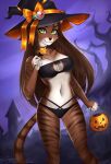  anthro clothing domestic_cat felid feline felis female halloween halloween_costume hat headgear headwear hi_res holidays lingerie magic_user mammal naryumi_(artist) solo trick_or_treat witch witch_hat 