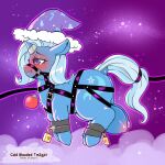  animal_genitalia animal_pussy bdsm blue_body blue_fur blush bondage bound cold-blooded-twilight equid equine equine_pussy female friendship_is_magic fur genitals hasbro hi_res horn mammal my_little_pony pussy solo trixie_(mlp) unicorn 