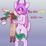  1:1 anthro brown_paws carrying_another digitigrade eeveelution ellipsis featureless_crotch female feral fur generation_4_pokemon hi_res horn justiceposting leafeon lgbt_pride male nintendo open_mouth orange_eyes pokemon pokemon_(species) pride_colors purple_body purple_fur purple_mouth rainbow_flag rainbow_pride_flag rainbow_symbol tan_body tan_fur video_games wings 