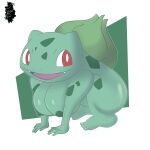  1:1 amphibian barefoot big_breasts breasts bulbasaur butt feet female fennythefox feral frog generation_1_pokemon happy hi_res looking_at_viewer nintendo nipples nude open_mouth pokemon pokemon_(species) simple_background smile solo teeth video_games what 