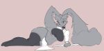  anthro azelf azure_(psyke) clothing female generation_4_pokemon greyscale hi_res hybrid legendary_pokemon legwear lopunny marbearis monochrome nintendo pinup pokemon pokemon_(species) pose reclining robe solo stockings video_games 