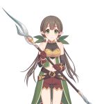  1girl ayumi_(princess_connect!) green_eyes holding holding_weapon long_hair official_art pointy_ears polearm princess_connect! spear transparent_background weapon 