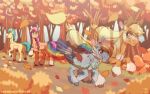  applejack_(mlp) autumn braided_hair braided_ponytail earth_pony equid equine female friendship_is_magic hair hasbro hi_res hitch_trailblazer_(mlp) horse inuhoshi-to-darkpen leg_markings male mammal markings mlp_g5 my_little_pony pegasus plant pony ponytail rainbow_dash_(mlp) socks_(marking) spirit sunny_starscout_(mlp) tree wings 