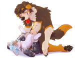  anthro bdsm_gear bernese_mountain_dog bodily_fluids canid canine canis cum domestic_dog duo female fluffy fluffy_tail genital_fluids knotting male male/female mammal molosser mountain_dog pawpads paws saliva swiss_mountain_dog tongue tongue_out toxic_soda 