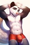  anthro armpit_hair body_hair bulge clothed clothing didelphid fur hi_res male mammal marsupial nipples pinup pose retrowolf retrowolf_(artist) simple_background smile solo topless topless_male under underwear 