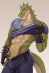  abs anthro banni_art clothing dinosaur hi_res humanoid male muscular muscular_anthro muscular_male reptile rocco_(tallion) scalie sharp_teeth smile solo spikes spikes_(anatomy) teeth theropod torn_clothing tyrannosaurid tyrannosaurus tyrannosaurus_rex 