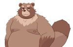  2022 anthro belly big_belly brown_body canid canine k_gutless kemono male mammal moobs nipples overweight overweight_male raccoon_dog solo tanuki white_body 