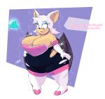  absurd_res anthro belly big_belly big_breasts breasts chiropteran cleavage clothed clothing emerald_(gem) english_text eyelashes eyeshadow female gem gloves handwear hi_res lipstick makeup mammal navel_outline overweight overweight_anthro overweight_female rouge_the_bat sega solo sonic_the_hedgehog_(series) sunsleptos text torn_clothing weight_gain 