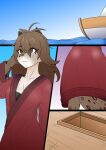  anthro boat bra breasts canid canine clothed clothing comic felid female fur hair hi_res hyaenid hybrid kathrin_vaughan keidran mammal outside robe sea shad-up simple_background sky smile solo spots spotted_body spotted_fur twokinds underwear vehicle water watercraft webcomic webcomic_character 
