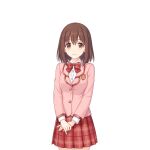  brown_eyes brown_hair jacket looking_ahead looking_at_viewer medium_hair necktie official_art pink_jacket pleated_skirt princess_connect! red_necktie red_skirt school_uniform skirt tachi-e transparent_background yui_(princess_connect!) yui_(real)_(princess_connect!) 