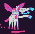  ambiguous_gender black_background blood blood_on_body blood_on_face blue_inner_ear bodily_fluids eeveelution feral fur generation_6_pokemon hi_res justiceposting knife knife_in_mouth nintendo pink_blood pink_ears pink_toes pokemon pokemon_(species) simple_background solo sylveon video_games white_body white_fur 