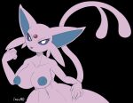  2022 anthro areola big_breasts blue_areola bottom_heavy breasts digital_media_(artwork) eeveelution espeon female forehead_gem generation_2_pokemon huge_hips hyper_hips indynd inverted_nipples looking_at_viewer navel nintendo nipples nude pokemon pokemon_(species) purple_body purple_sclera solo video_games white_eyes wide_hips 