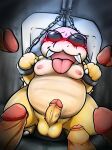  absurd_res balls blush bound eyewear genitals hi_res humanoid_genitalia humanoid_penis koopa koopaling male male/male mario_bros moobs nintendo penis roy_koopa scalie sunglasses urinal video_games yamausagi0619 