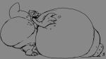  &lt;3 anthro areola beepunz big_breasts big_butt big_hands bodily_fluids breasts butt duo female huge_breasts huge_butt huge_thighs human hyper hyper_breasts hyper_butt hyper_thighs kobold lactating macro male mammal milk monochrome nipples scalie simple_background size_difference smile standing thick_thighs tongue tongue_out 