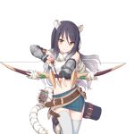  animal_ears arrow_(projectile) black_hair bow_(weapon) cat_ears cat_tail gradient_hair long_hair multicolored_hair official_art princess_connect! shiori_(princess_connect!) tachi-e tail thighhighs transparent_background vambraces weapon white_hair white_thighhighs 