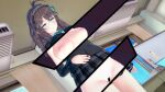  bar_censor breasts censored cup_and_cat green_eyes highres koikatsu koikatsu_(medium) long_hair sky standing window x-ray x-ray_glasses x-ray_vision 