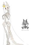  2022 animated_skeleton anthro blush bone chaichai clothing crown dragon female full-length_portrait hair headgear headgear_only headwear headwear_only hi_res long_hair looking_at_viewer mostly_nude pelvis portrait rib_cage simple_background skeleton skull solo spine undead white_background white_hair 