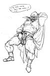  anthro balls boots cape clothing english_text erection footwear genitals haplorhine hi_res male mammal mandrill monkey musk old_world_monkey penis primate solo staticlustdemons text wuffinarts 
