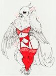  &lt;3 anthro avian bird bra clothing feathered_wings feathers female garter_belt garter_straps hi_res longinius panties solo thick_thighs underwear wings 