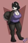  anthro belly big_belly big_breasts breasts canid canine canis cleavage clothed clothing domestic_dog female hi_res husky kayla_(lonnyk) lonnyk mammal nordic_sled_dog shirt slightly_chubby slightly_chubby_female solo spitz tank_top tight_clothing topwear 