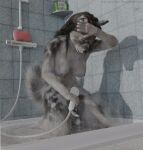  3d_(artwork) 3d_animation animated anthro arctic_fox breasts breath canid canine digital_media_(artwork) eyes_closed female fox kneeling mammal masturbation nude panting pawpads pink_pawpads short_playtime shower shower_hose solo xaotherion 