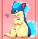  &lt;3 absurd_res blue_body blue_ears blue_fur blue_hair blue_tail blush blush_lines cloudeon feral fur generation_2_pokemon hair hi_res holding_object holding_pok&eacute;ball multicolored_body multicolored_fur nintendo pawpads paws pokeball pokemon pokemon_(species) quilava red_body red_ears red_eyes red_fur simple_background smile solo two_tone_body two_tone_fur video_games yellow_body yellow_fur 