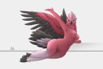  anthro avian beak bird breasts butt cockatoo feathers female galah halu hi_res humanoid neck_tuft parrot pink_body pose solo tail_feathers talons tuft wings 