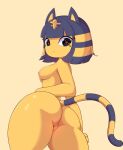  &lt;3 &lt;3_eyes 2022 animal_crossing ankha_(animal_crossing) anthro areola big_butt biped blonde_hair blue_hair breasts butt colored domestic_cat felid feline felis female fur genitals hair hand_on_hip hi_res jefricruzb looking_at_viewer mammal nintendo nipples nude presenting presenting_hindquarters pussy rear_view shaded simple_background solo standing two_tone_tail video_games yellow_body yellow_fur 