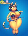  absurd_res animal_crossing ankha_(animal_crossing) anthro big_breasts breasts domestic_cat felid feline felis female genitals hi_res mammal nintendo nipple_piercing nipples piercing pussy sadflowerhappy solo thick_thighs video_games 