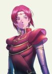  1girl aduti_momoyama armor chest_jewel circlet closed_mouth earrings elbow_gloves fire_emblem fire_emblem:_the_binding_blade frown gem gloves hair_intakes highres jewelry looking_to_the_side melady_(fire_emblem) pauldrons pink_eyes pink_gemstone pink_hair red_armor red_gemstone short_hair shoulder_armor simple_background solo white_background white_gloves 