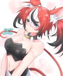  absurdres animal_ears bangs bare_shoulders black_collar black_hair blue_eyes blush bra breasts collar fingernails hair_ornament hakos_baelz highres hololive hololive_english irys_(hololive) large_breasts long_hair mouse_ears mouse_girl mouse_tail multicolored_hair navel red_hair spiked_collar spikes streaked_hair tail the_raineman twintails underwear virtual_youtuber white_hair yuri 