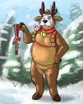  2022 anthro barnaby_(overzen) bell bell_collar biped bodysuit canid canine canis capreoline cervid christmas clothed clothing collar digital_drawing_(artwork) digital_media_(artwork) domestic_dog effses facial_hair fur glistening grey_body grey_fur herding_dog hi_res holidays jingle_bell looking_at_viewer male mammal mustache old_english_sheepdog outside overzen_(characters) pastoral_dog plant red_collar reindeer reindeer_costume rubber sheepdog skinsuit smile smoking_pipe snow solo tight_clothing tongue tongue_out tree white_body white_fur 