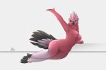  anthro avian beak bird breasts butt cockatoo feathers female galah halu hi_res humanoid parrot pink_body pose solo tail_feathers talons 