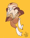 absurd_res anthro avian barn_owl beak bird blush blush_lines bmbrigand digital_media_(artwork) embarrassed feathered_wings feathers female flushed happy hi_res masked_owl miya_(bluepegasi) owl simple_background solo talons tytonid wings 