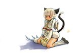  arc_system_works blazblue blonde_hair cat_tail simple_background tail taokaka twintails 