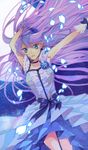  armpits bad_id bad_pixiv_id black_choker blue_eyes blue_flower blue_rose bow breasts choker cure_moonlight dress flower frills hair_flower hair_ornament heart heartcatch_precure! highres long_hair magical_girl medium_breasts petals precure purple_hair rose rose_petals s-kura solo tsukikage_yuri wrist_cuffs 