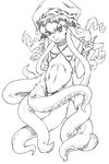  flat_chest highres kei_(bekei) kei_(pixiv14657) looking_at_viewer monochrome monster_girl tentacle tentacle_girl 