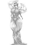  1girl abs biceps breasts extreme_muscles female flex flexing full_body gundam gundam_00 higalack highres monochrome muscle muscles muscular muscular_female pose simple_background solo wang_liu_mei 