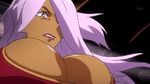  animated animated_gif blue_eyes bouncing_breasts breasts dark_skin dragonaut garnet_mclane gif lowres purple_hair 