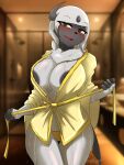  absol anthro bathroom big_breasts blush breasts clothed clothing female fredory generation_3_pokemon hi_res looking_at_viewer nintendo open_mouth pokemon pokemon_(species) pokemorph solo thick_thighs underwear video_games white_body 