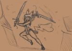  2022 action_shot anthro black_eartips boots bottomwear cleft_tail clothing crop-top dual_wielding fallout:_pca female footwear generation_1_pokemon holding_object holding_weapon mammal melee_weapon modified motion_lines nintendo pikachu pokemon pokemon_(species) pokemorph post-apocalyptic rodent s-nina sis_(blitzomega) sketch solo suspenders sword topwear video_games weapon 