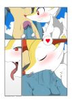  &lt;3 2022 absurd_res ambiguous_gender ambiguous_penetrated blue_body blue_fur blush braixen comic duo fellatio fur generation_4_pokemon generation_6_pokemon genitals hi_res humanoid_genitalia humanoid_penis lucario male male/ambiguous male_penetrating male_penetrating_ambiguous nintendo open_mouth oral oral_penetration penetration penile penis pokemon pokemon_(species) red_eyes sex tongue tongue_out video_games white_body white_fur winick-lim 