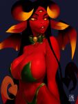  3_eyes big_breasts breasts clothed clothing demon demon_humanoid female hi_res humanoid multi_eye not_furry red_body solo yurai 
