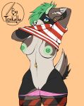  anthro big_breasts blush breasts clothing deer female genitals hi_res mammal nipples panties piercing pussy shirt solo tenkelly thick_thighs topwear underwear 