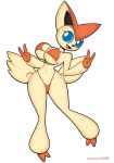  absurd_res anthro big_breasts bikini blue_eyes breasts clothing fangs female fur generation_5_pokemon hi_res hyperflannel legendary_pokemon nintendo pokemon pokemon_(species) solo swimwear tan_body tan_fur victini video_games wings 