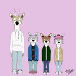  absurd_res anthro canid canine canis coyote deer female group hi_res invalid_background invalid_tag male male/female mammal pink simple_background teenager tlakuepatzin wolf young 
